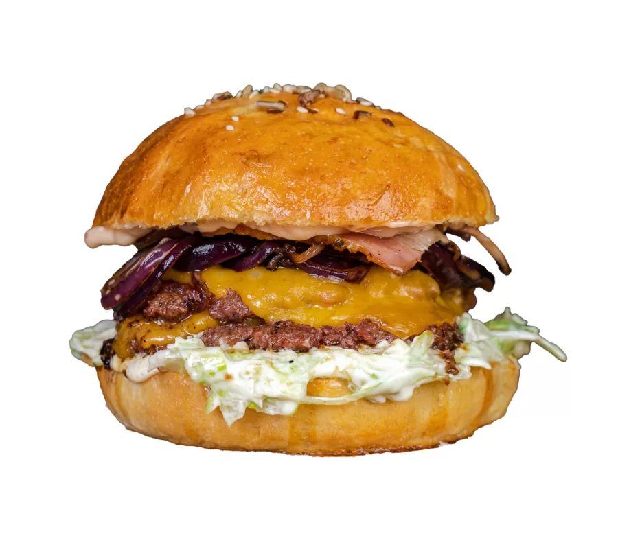 Double Smashed cu cartofi pai și sos — Burgeri, Artisan 19 Alba Iulia